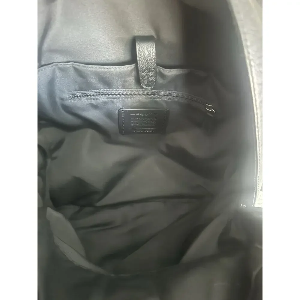 Coach Black Leather Backpack Blue Stripe Men’s Large Travel Laptop Bag
